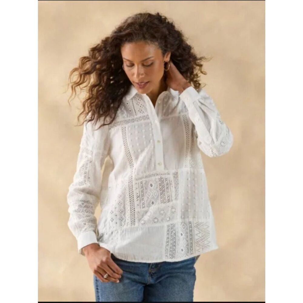 NWT Sundance Ameya Top Lace Eyelet Patchwork Feminine Cotton Blouse | Size XS